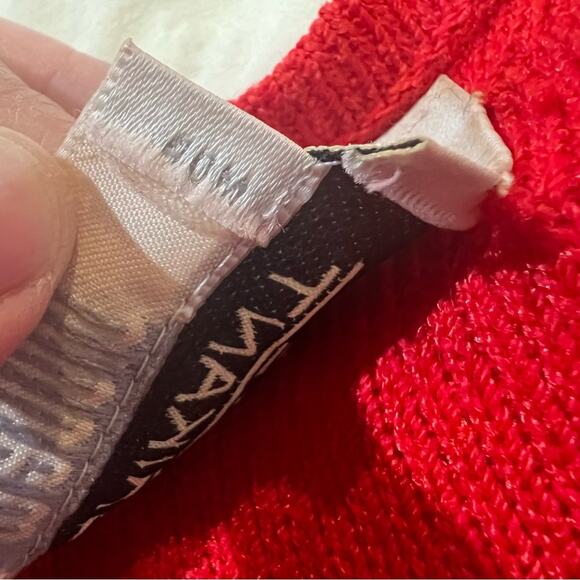 Steve Fabrikant I.Magnin Vintage Button Up Knit Seashell Accent Dress red gold L - Picture 4 of 16